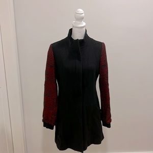 Desigual Long Bomber Sleeve Wool Blend Coat